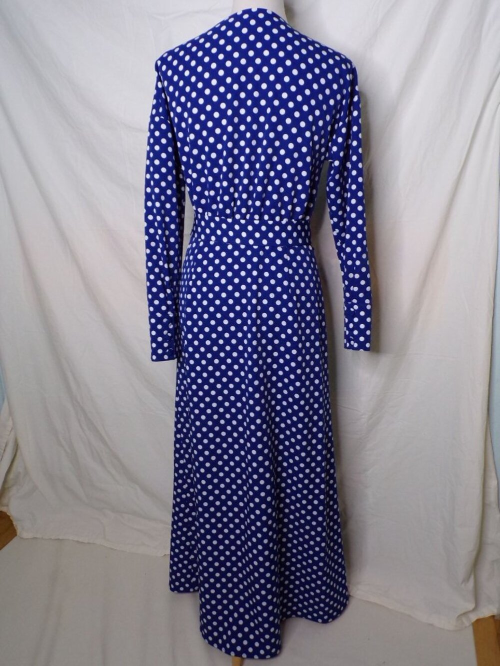 🆕1901 Polka Dot Wrap Long Sleeve Maxi Dress Blue Small (4-6) - Picture 11 of 12